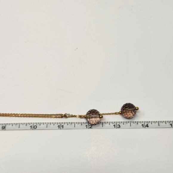 Cookie Lee Smoke Brown Bauble Pendant Chain Necklace Gold Tone Casual Jewelry - Picture 4 of 5